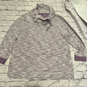 Croft & Barrow Cowl Neck Pullover Knit Top with Pocket Lavender White Size XL‎